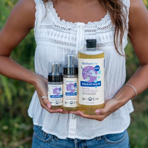 Image of Motherlove Baby & All Soap (32 oz) Gentle Foaming All-Purpose Castile Soap Made with Organic Ingredients - Relaxing Lavender Blossom (Pack of 2)