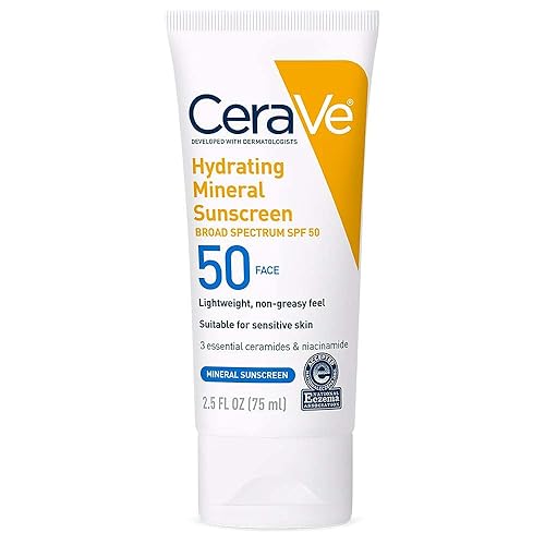 Miniatura 10 de CeraVe Protector solar 100% mineral SPF 50, protector solar facial con óxido de zinc y dióxido de titanio, ácido hialurónico + niacinamida +
