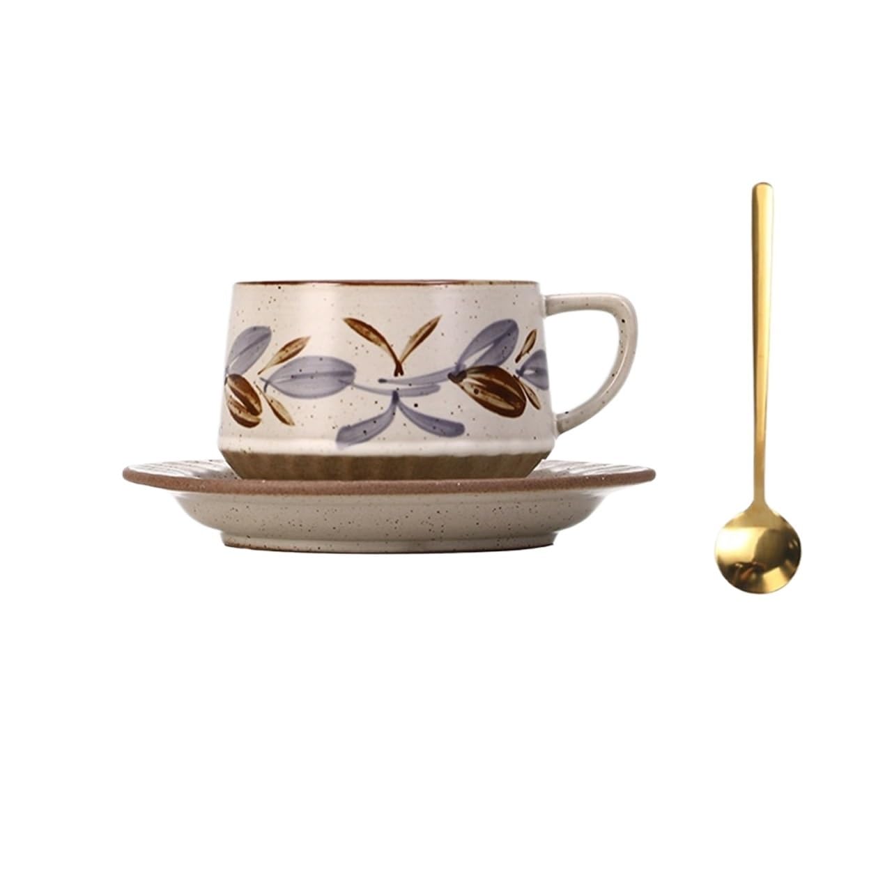 LIBANGRONG-888 Mugs Coffee/Tea Cup Set Vintage Floral Ceramic with Saucer and Spoon Milk Tea Cup