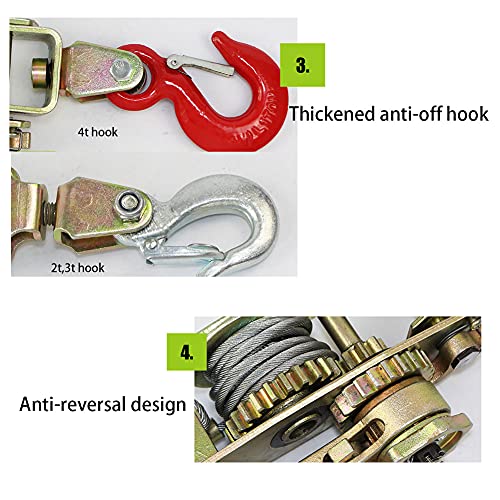 Cable Puller Hand Winch 3t para vehículos y rescate miniatura 5