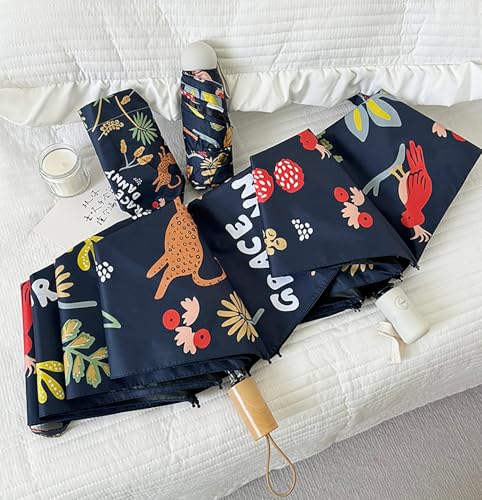 Image of House of Quirk 3-Fold Travel Umbrella - Auto Open /Close Ultra Light and Small Mini Umbrella with Carrying Pouch