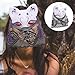 ibasenice Kitsune Fox Japanese Style Half Face with Veil Animal Cosplay for Halloween Masquerade Prom Party Accessories Purple