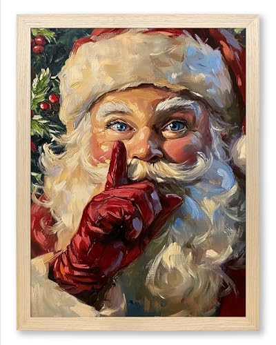 TIMUBA Christmas Framed Wall Art, Vintage Santa Claus Canvas Art