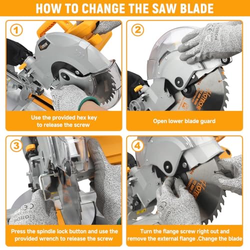 Hoteche 10-Inch Sliding Compound Miter Saw 15-Amp Single Bevel Power Chop Saw with Laser Guide for Wood and Metal Working thumbnail 5