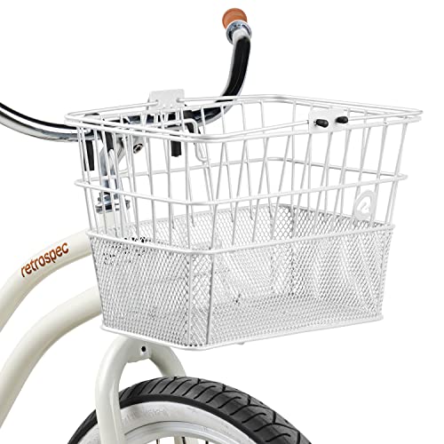 image for Retrospec Apollo Detachable Front Bike Basket Steel Half-Mesh with Int