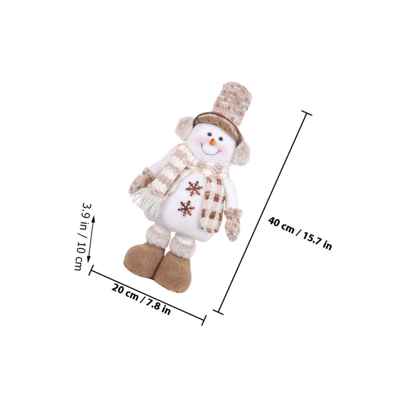 Ornamento Natalizio Bambola di Peluche Estensibile a Forma di Pupazzo di Neve Cappello, Decorazione da Tavolo per Feste di Natale e Scenari Natalizi, Regalo Festivo per Casa