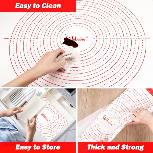 Webake Backmatte Silikon Groß XXL 90 x 60 cm Silikonmatte Backen Rutschfeste Backunterlage Silikon Matte Küche Teigmatte mit Messung für Fondant Gebäck Pizza Brot