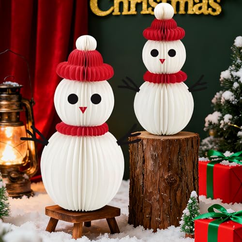 Meiduo Snowman Decor, 2 Pcs Honeycomb Paper Christmas Table Centerpieces - image 1