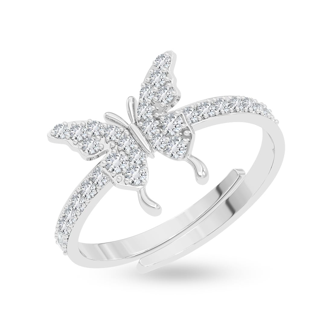 925 Sterling Silver Fia Butterfly Finger Ring for Women & Girls| Swiss Zircon Platinum Plated | Size Adjustable | Gift for her-image-16