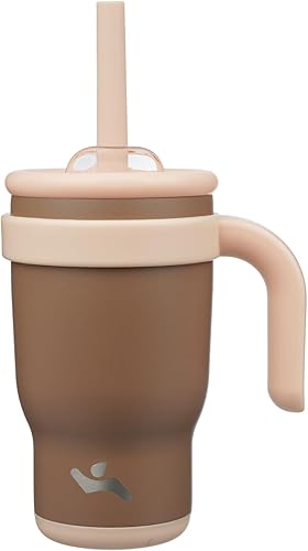 Miniatura 31 de Vaso de 14 onzas con asa lateral, botella de agua aislada con popote y tapa 2 en 1, taza de acero inoxidable, taza de café de viaje, para deportes,