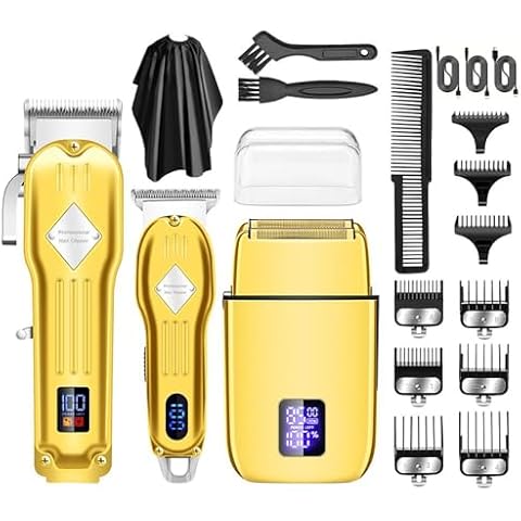 VOTMONI Professional Hair Cutting Kit Hair Clippers for Men Zero Gapped T-Blade Trimmer Rechargeable Foil Shavers Set LCD Display Hair Clippers and Trimmer Set for Barber Haircut, Mens Grooming Kit Cover