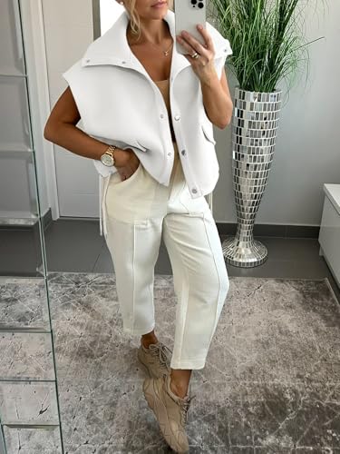 Cicy Bell Womens Fall Oversized Vest Cropped Button Down Cap Sleeve Lapel Collar Jackets Casual Drawstring Outerwear4