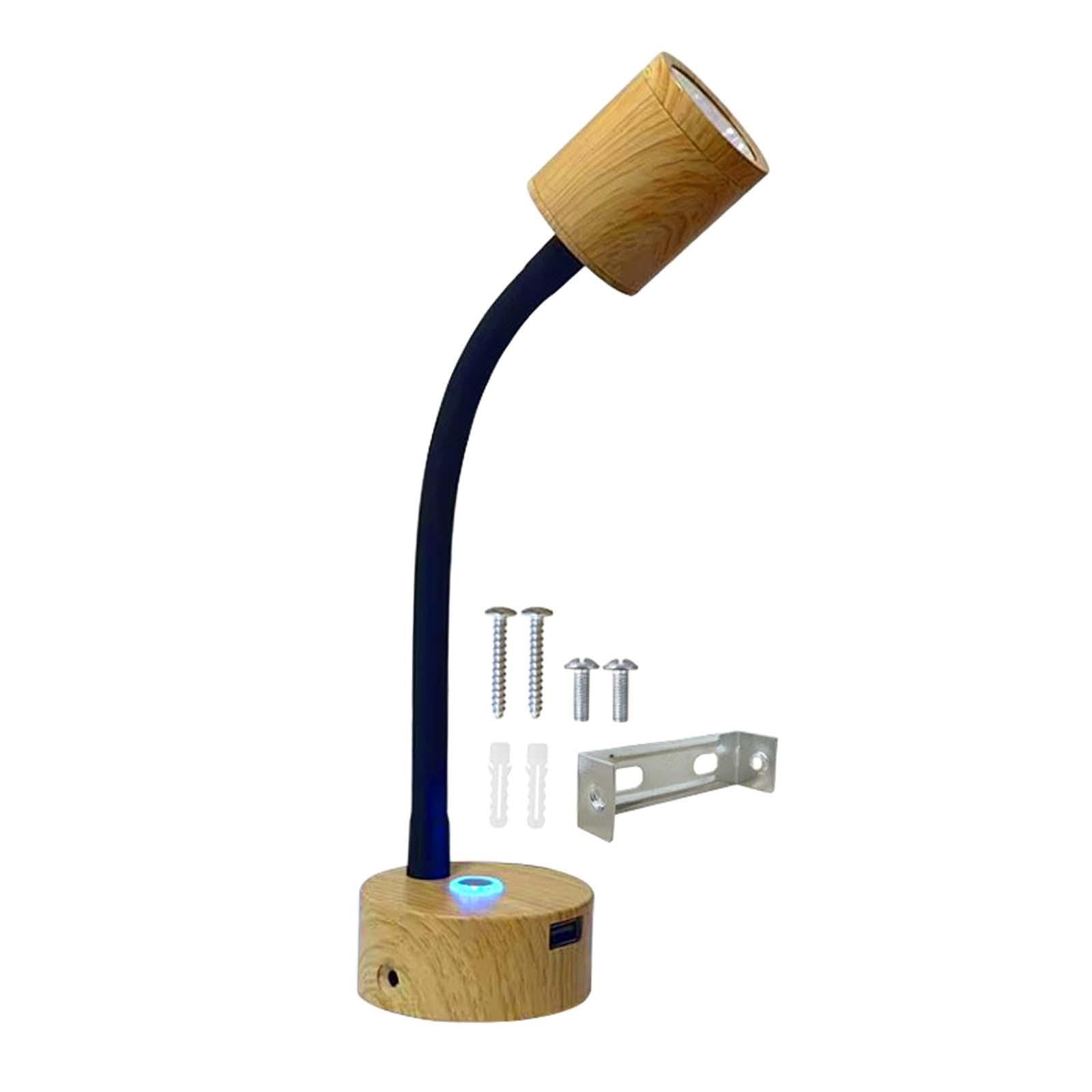 Luz de Lectura LED Lámpara de Cama Lámpara de Noche Regulable Flexible con Estructura de Aluminio Y Puerto USB Adecuada para Lec, negro, Luz cálida 3000K