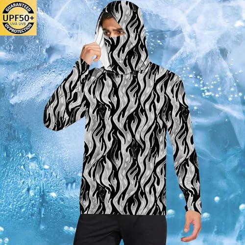 Men's UPF 50+ Sun Protection Hooded Shirt with Integrated Face Cover Camouflage Long Sleeve Fishing Uv SPF Rash Guard2