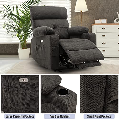 Consofa Power Recliner Chair- Electric Recliner Chair- Fabric Recliner Chair With Cup Holder, Usb Charging, Extended Footrest, Reclining Chairs For Living Room #TOP4