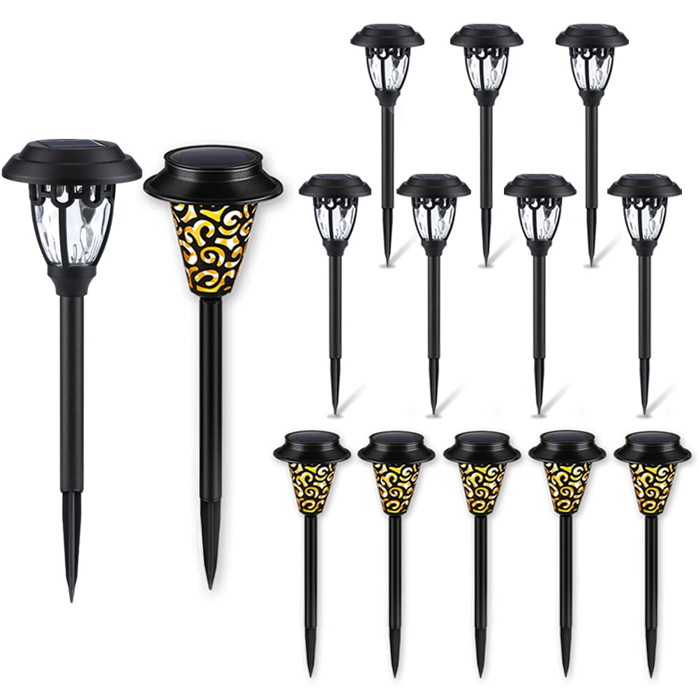 LeiDrail 6 Pack Solar Path Lights & 8 Solar Pathway Lights Outdoor Waterproof for Yard Patio