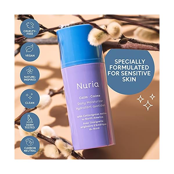 Nuria - Calm Daily Moisturizer for Face, Fragrance-free Face Moisturizer for Sensitive Skin, With Cotton Grass, Shea Butter, and Cocoa Butter, 30mL/1 fl oz