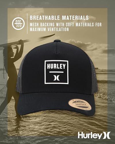 Image of Hurley Mens Trucker Hat - Flexible Quick Dry Fairway Mesh Trucker Hat for Men with Snapback Closure - Classic Mens Caps