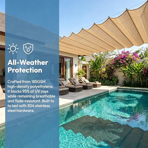 Voile d'Ombrage Rétractable 2x10m | Housse de Remplacement Pergola - 8