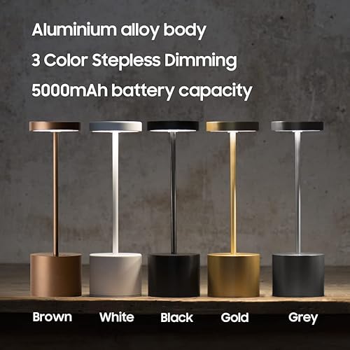 Sikevht 2 Pack Cordless Table Lamp,Rechargeable Led Cordless Desk Lamp,5000Mah Battery Operated Portable Table Light, 3 Color Stepless Dimming，For Restaurant/Indoor/Outdoor (Black) #TOP3