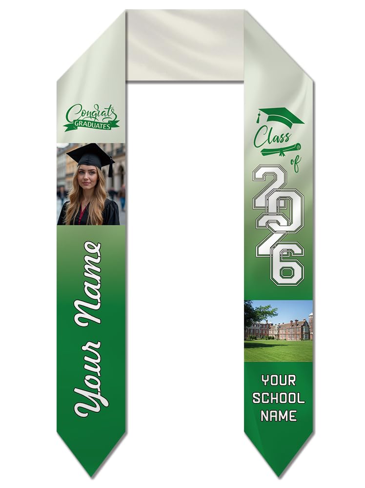 Dicodes Custom Graduation Stoles Personalized Congratulation Gifts Class of 2026 Graduation Sash with Photo for University