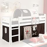 waschbar 30° Vorhang Pirat Seeräuber 3-tlg 100% Baumwolle inkl Klettband Stoffvorhang Spielvorhang für Hochbett Bett Spielbett Stockbett Kinderbett Gardine