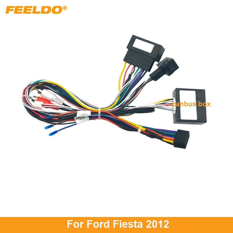 Car 16Pin Stereo Wiring Harness Canbus Support for Ford Fiesta (2012) for Audio Radio Power Cable Adapter - (Color Name: AB Cable-canbus Box)