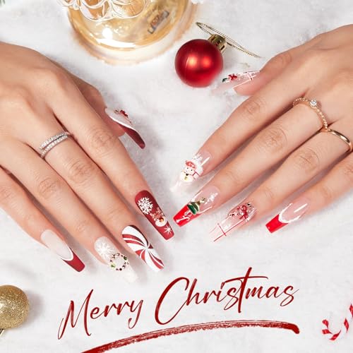 Image of modelones Gel Nail Polish Nail Charms 12Pcs Christmas 3D Nail Gems Templates Christmas Tree Santa Claus Reindeer Snowman Snowflakes Gingerbread Man Nail Rhinestones for Winter Holiday DIY Nail Art