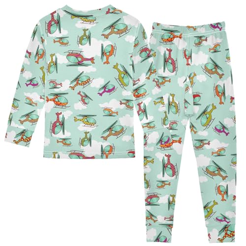 Cotton Pajamas Set 2 Piece Soft Comfy Helicopter Pjs Long Sleeve Lounge Sleepwear2