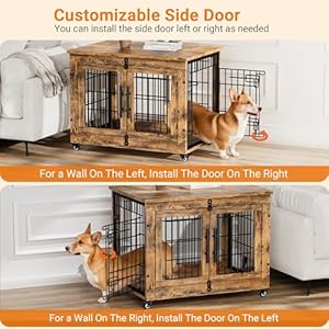 Lulive Dog Crate Furniture, Dog Kennel Indoor Double Doors Wooden Dog Cage, 32'' Heavy Duty Dog Crate with Cushion & Wheels, Decorative End Table Pet House Chew-Resistant for Medium/Small Dog, Brown Lulive Dog Crate Furniture Dog Kennel Indoor Double Doors Wooden Dog Cage 32 Heavy Duty Dog Crate with Cushion Wheels Decorative End Table Pet House Chew Resistant for MediumSmall Dog Brown