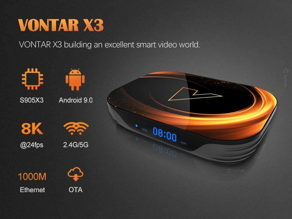 Android TV Box 9.0, 4GB RAM 128GB Rom Amlogic S905X3 Quad-Core Cortex-A53 BT4.0 2.4Ghz / 5.0Ghz Supporto WiFi 8K / 4K Ultra H.265 Smart Set-Top TV Box,4gb+128gb