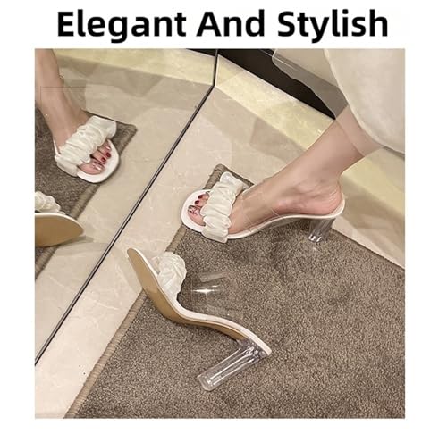 Women's Mule Sandals Slip On High Heels Square Two Strap Open Toe Heels Sandals Chunky Block4