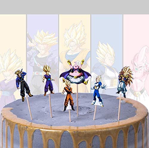 24 Pcs Dragon Ball Z Cupcake Toppers Set for Birthday,Baby Shower,Dragon Ball Z Cake Decorations for Theme Party Favor