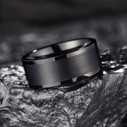 Image of King Will Basic 10mm Tungsten Carbide Ring for Men Matte Polished Engagement Band Comfort Fit