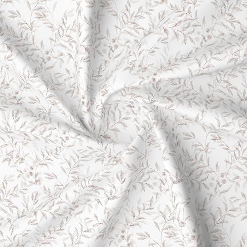 Image of Layers 100% Cotton Bedsheet for Double Size Bed | Lumina Floret Collection | 144 TC Soft & Breathable | Floral Print with 2 Pillow Covers | Wrinkle Free | 3 Piece Bedding Set - White & Brown