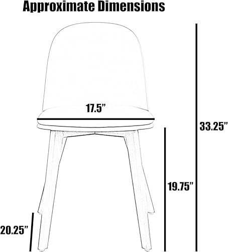 Miniatura 3 de 2xhome Juego de 4 patas de madera para silla sin brazos para comedor, asiento acolchado de cuero sintético moldeado de plástico, cojín blanco