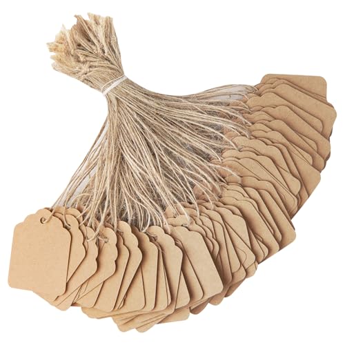 Price Tags with String Attached - Cuttte 500PCS Kraft Paper Hang Tags for Labeling Gifts Bags...