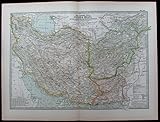 Persia Iran Baluchistan Pakistan Afghanistan 1897 antique detailed color map