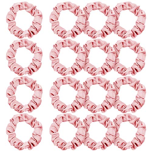 16 Pieces Satin Hair Scrunchies Cute Hair Bands Silk Hair Tie Elastic Ponytail Holders for Women Girls Hair Accessory, Pink