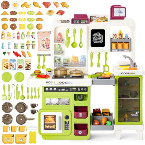deAO Kinderküche mit Licht, Sound, Wasser & Dampf, Realistische...