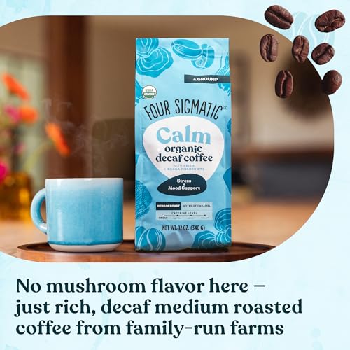 image for Four Sigmatic Calm Organic Decaf Ground Coffee | Swiss Water Decaf Cof