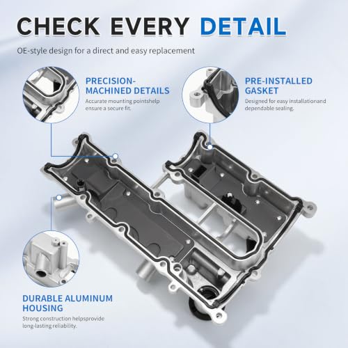 Image of BM5Z6582A 1.6L Aluminum Engine Valve Cover with Gasket Compatible with 2013-2016 Ford Escape, 2014-2019 Fiesta, 2013-2015 Fusion, Transit Connect 2018-2019, Replace BM5Z-6582-A