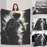 PAQOLSMCKR Manta de astronauta para sofá, manta reversible de felpa, suave y acogedora para sofá, camping, todas las estaciones, 50 x 40 pulgadas