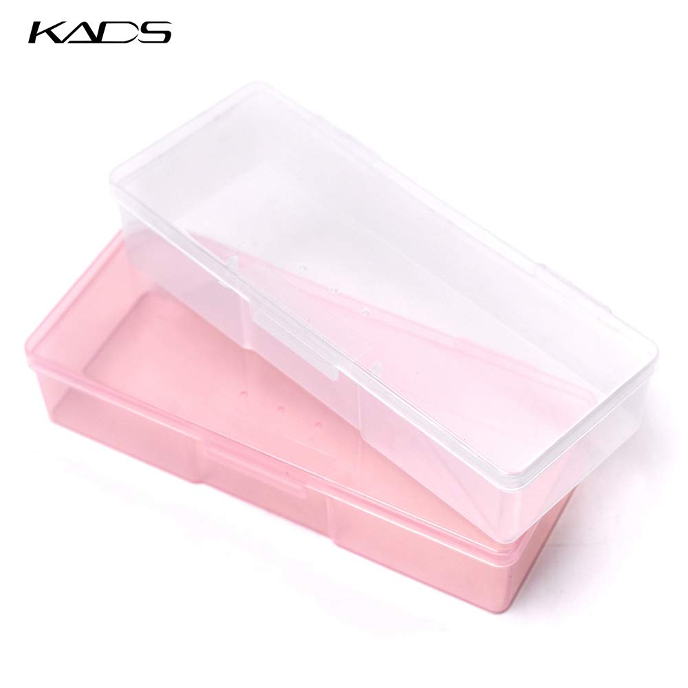 KADS Plastic Transparent Empty Nail Storage Box Manicure Equipment Decoration Tools Case (PINK), 18.8 x 7.8 x 4 cm - Image 3