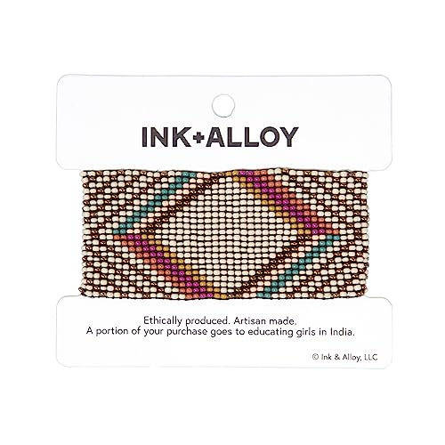 INK + ALLOY Beaded Bracelets for Women, Penelope Boho Seed Bead Stretch Cuff Bracelet, Handmade Jewelry for the Modern Bohemian, 1.5-Inch Width2