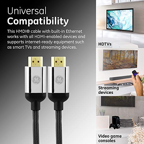 Ge 4K Hdmi Cable, 8 Ft. Premium Hdmi 2.0 High Speed 18 Gbps With Ethernet, 4K 60Hz, 1440P 1080P 120Hz, Hdr, For Hdtv, Streaming, Blu-Ray, Gaming, Ps4 Pro Ps5 Xbox, 33513 #TOP2