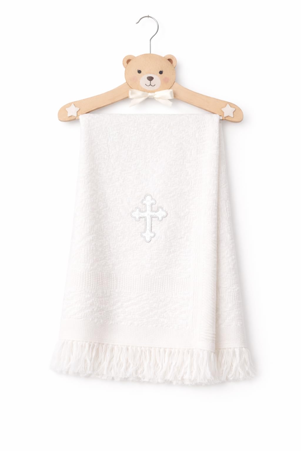 SOHOBABY Luxurious Baby Boys & Girls Christening Cross Shawl White Baby Blanket, Suitable for Newborn, Infants and Toddlers, Breathable Soft and Warm, Acrylic Shawl (White Cross)