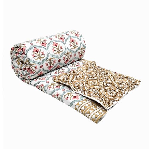 Image of BLOCKS OF INDIA Hand Block Printed Cotton King Size Quilt /Rajai | Design 54