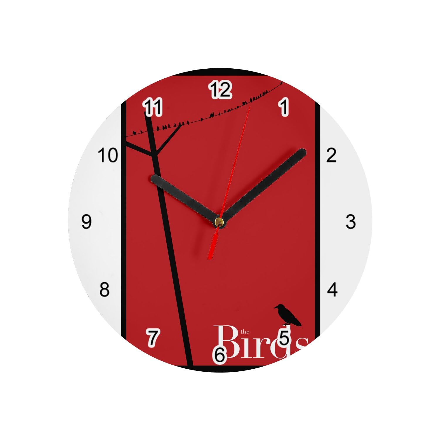 Horloge Murale en Verre Les Oiseaux Horreur avec Cadran Blanc Élégant