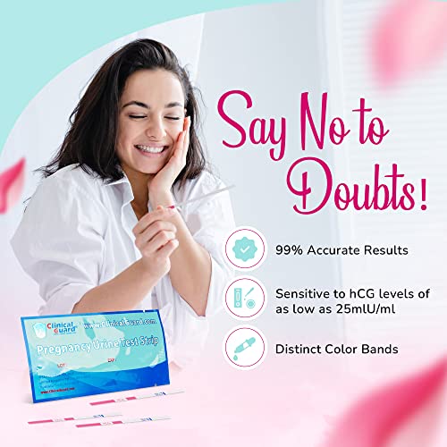 Image of Clinical Guard 50 Pregnancy Test Strips - Sensitive & Accurate Measurement Within 5 mins - Early Detection Pregnancy Test Strip - Easy to Use for Home Tests - HCG Test Strip Kit